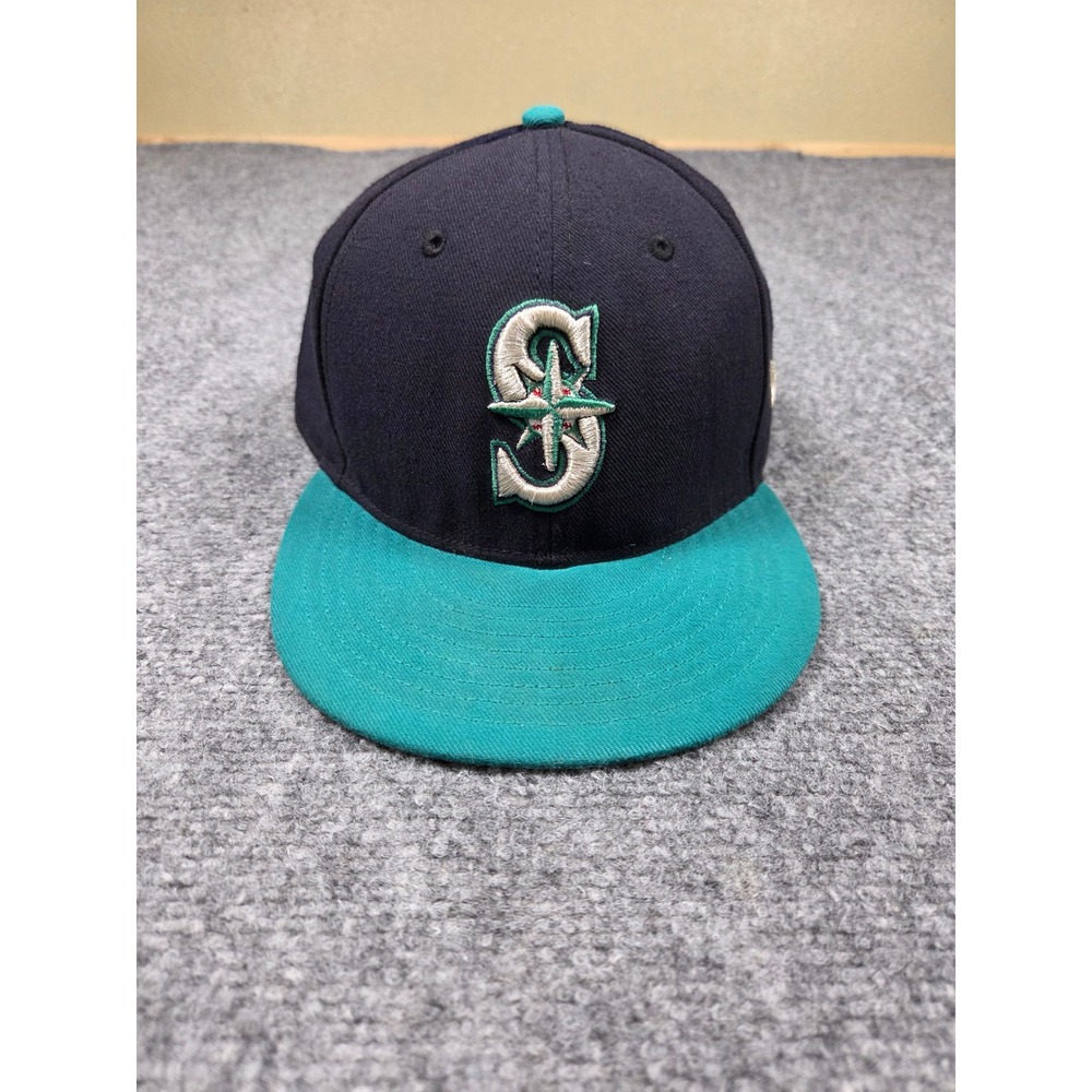 Seattle Mariners Fitted Hat Mens 7 7/8 New Era 59FIFTY Low Profile Navy Teal
